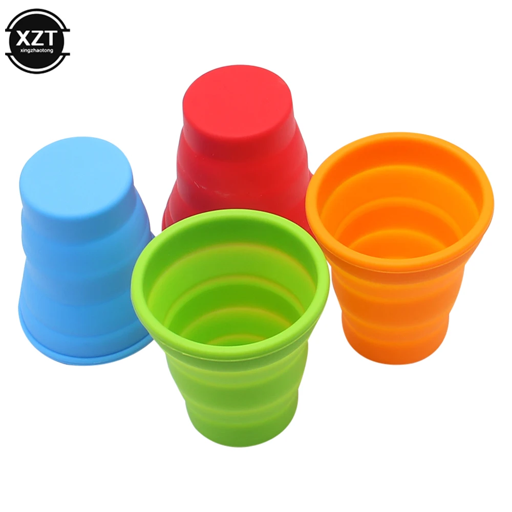 Portable Folding Glass Silicone Cup Retractable Mug High-temperature Resistant Food Grade Water Cup for Outdoor Travel 200ml