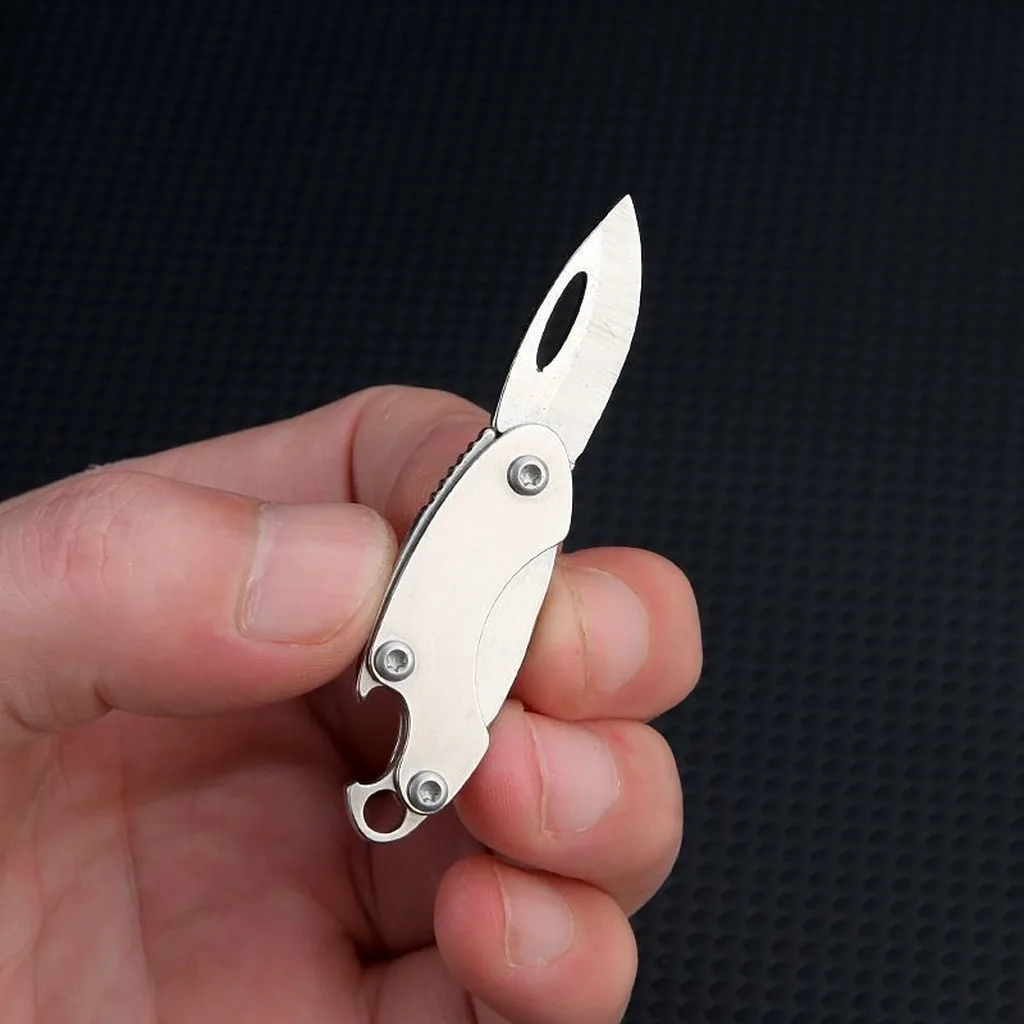 Keychain Knife Lightweight Mini Folding Knife Tiny Olive Knife Built-In For Hiking Express Package Opening Edc Tool