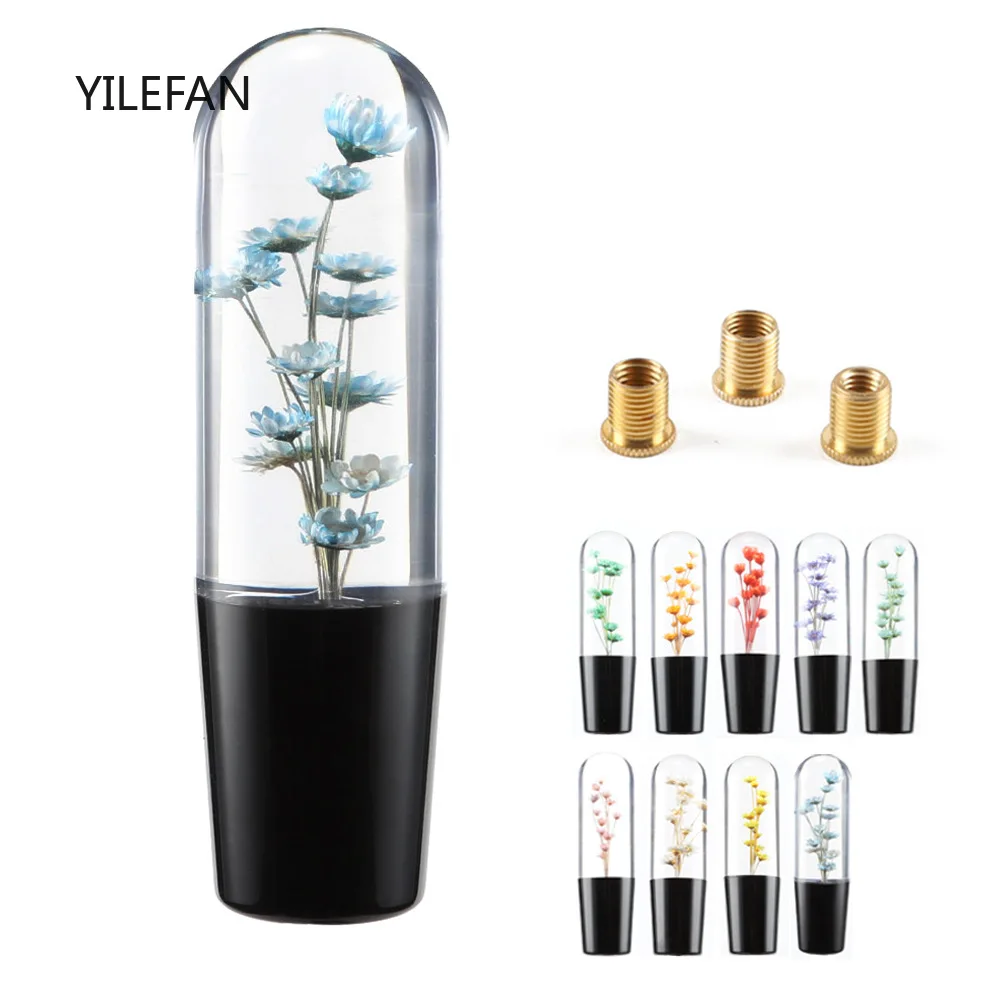 

Universal 15CM JDM Clear White Real Flowers Manual Car Gear Stick Shift Knob