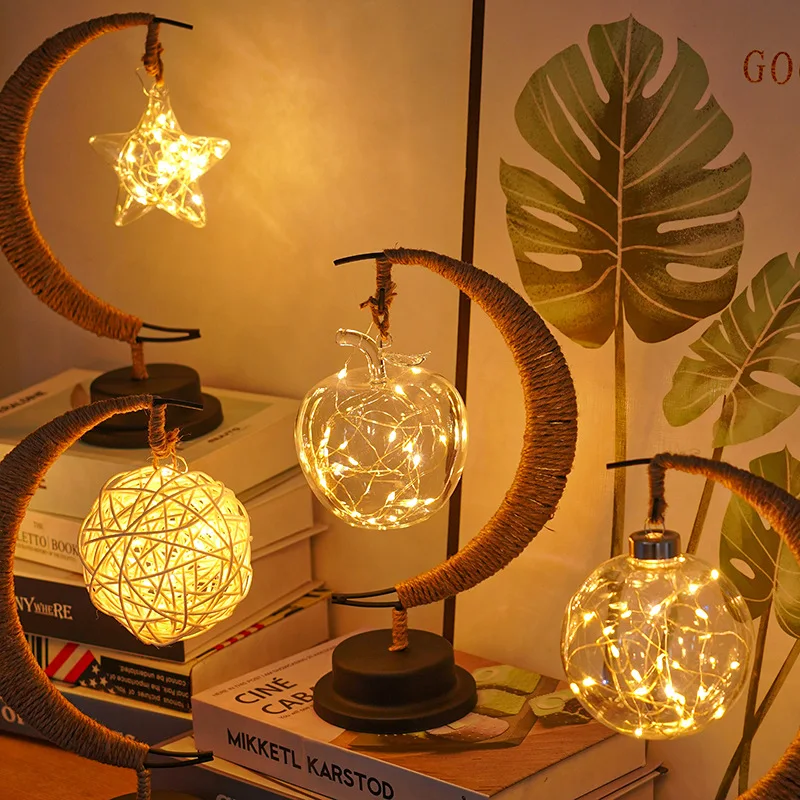 Nice 1 pc LED โคมไฟดวงจันทร์, ศิลปะเหล็กโคมไฟตกแต่งสําหรับบาร์, ห้องนอน, ห้องนั่งเล่น, แบตเตอรี่ขับเคลื่อนสีดําแบบพกพา Night Light
