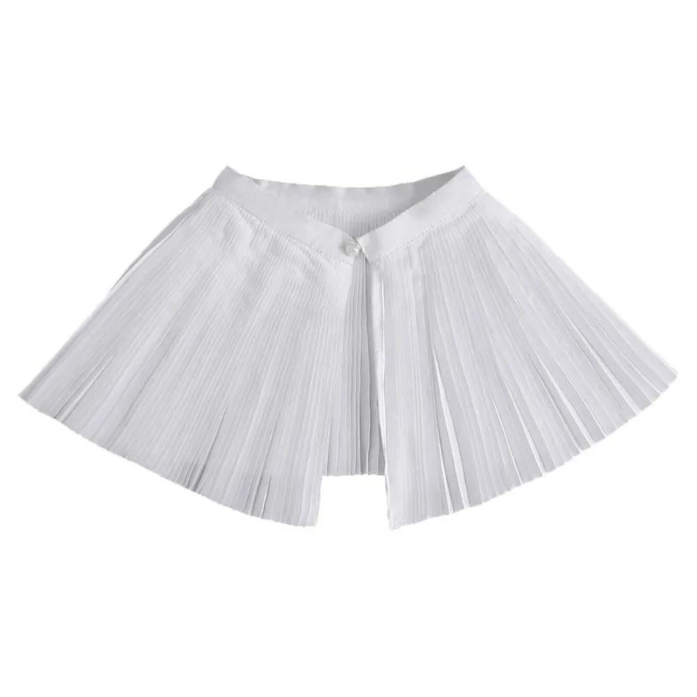 Detachable Dual-piece Set Organ Pleats Fake Collar Flared Fan-shaped Drape Adjustable Ribbon Tie Short Wrist Cuffs