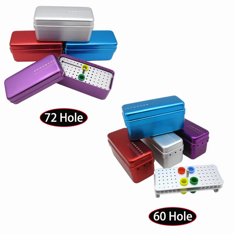 1Pc 72/60 Hole Dental Aluminium Autoclave Sterilizer Box  Dental Aluminium Endo Files Holder multicolored Box Dental Tools