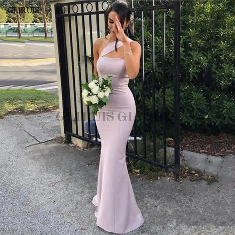 

Plus Size Country Mermaid Bridesmaid Dresses One Shoulder Garden Beach Wedding Guest Gowns Maid Of Honor Dress Simple