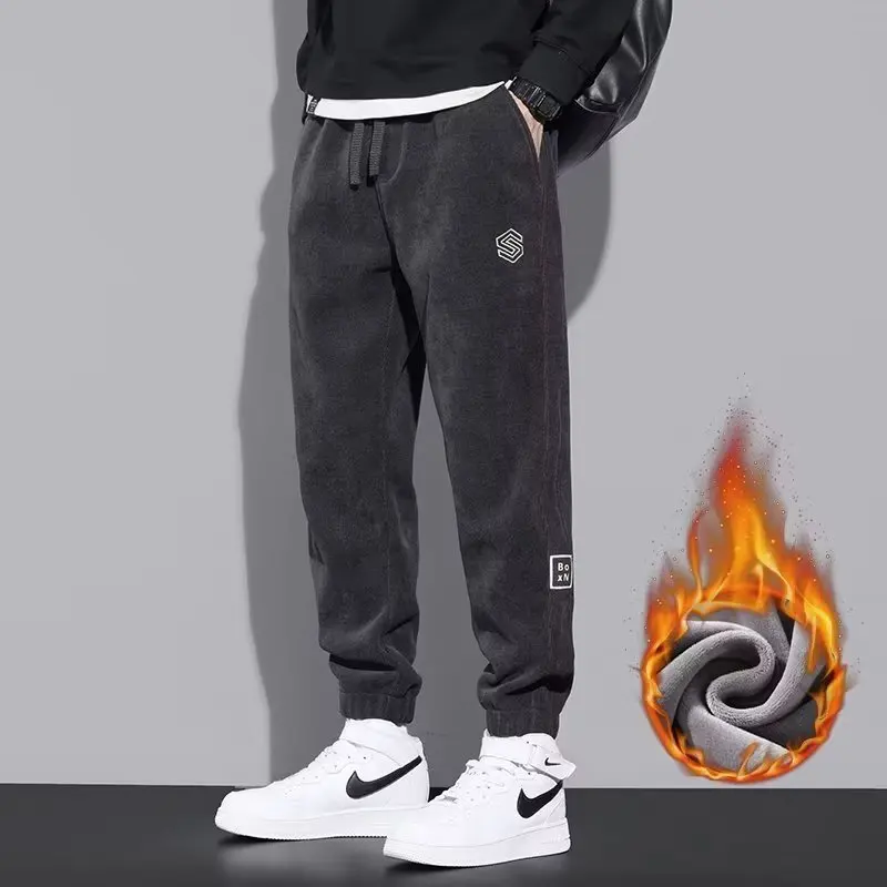 Thickened Fleece Casual Pants Women's Autumn Winter New Style Large Size Sweatpants Corduroy Warmth Sports Long Pants
