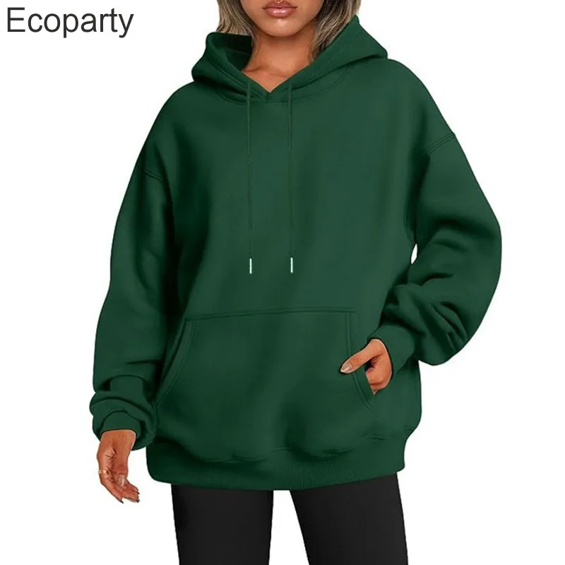Lente en herfst nieuwe stijl drop schouder mouw hooded sweatshirt dames herfst dikke hoodie sweatshirt casual sport top
