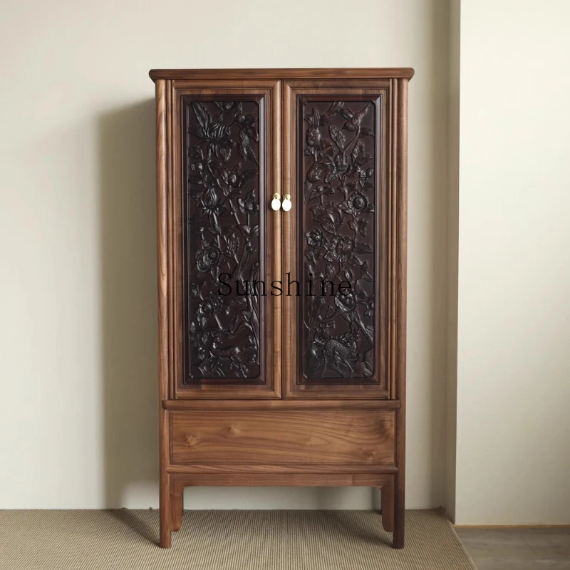 

New Chinese-style carved Ming-style rounded wood old wardrobe study tea room furniture