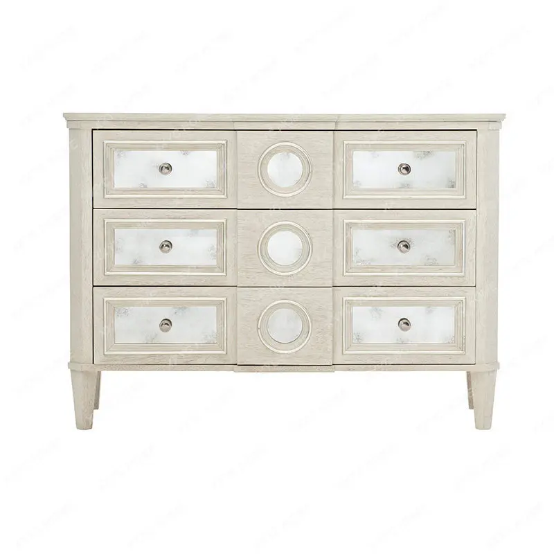 light luxury dining side cabinet solid wood old three-bucket cabinet