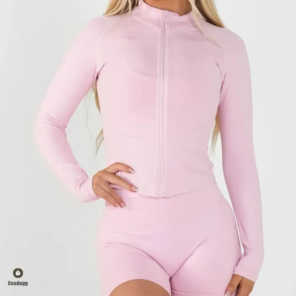 

D-impact Zippy Jacket Women Running Long Sleeves Gym Tops Zipper Workout Activewear Sports Pilates Yoga Clothes XP389