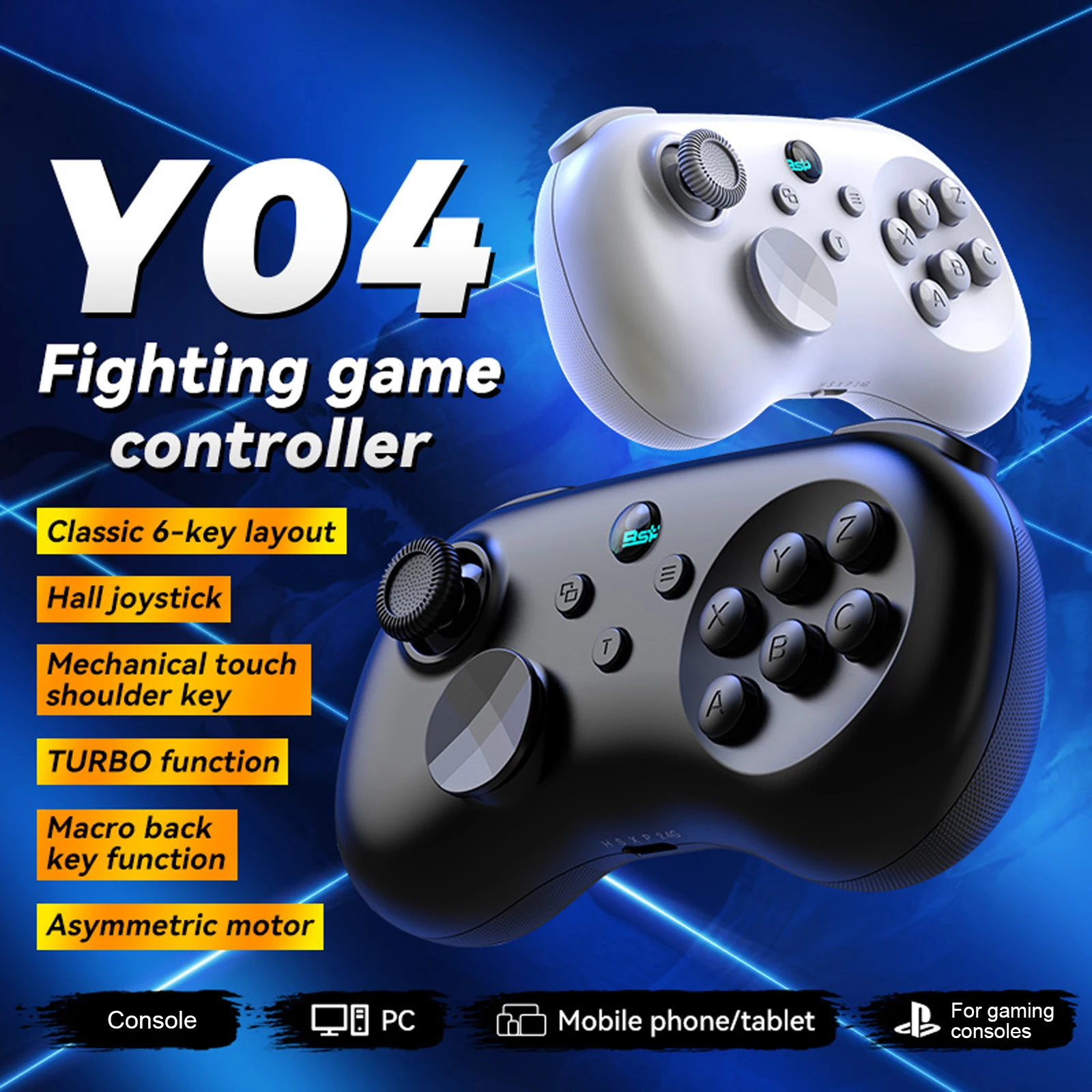 Six Button BT Gamepad Control Joystick with Turbo Wireless Game Controller 800mAh Rechargeable Fit for Switch Console Windows PC