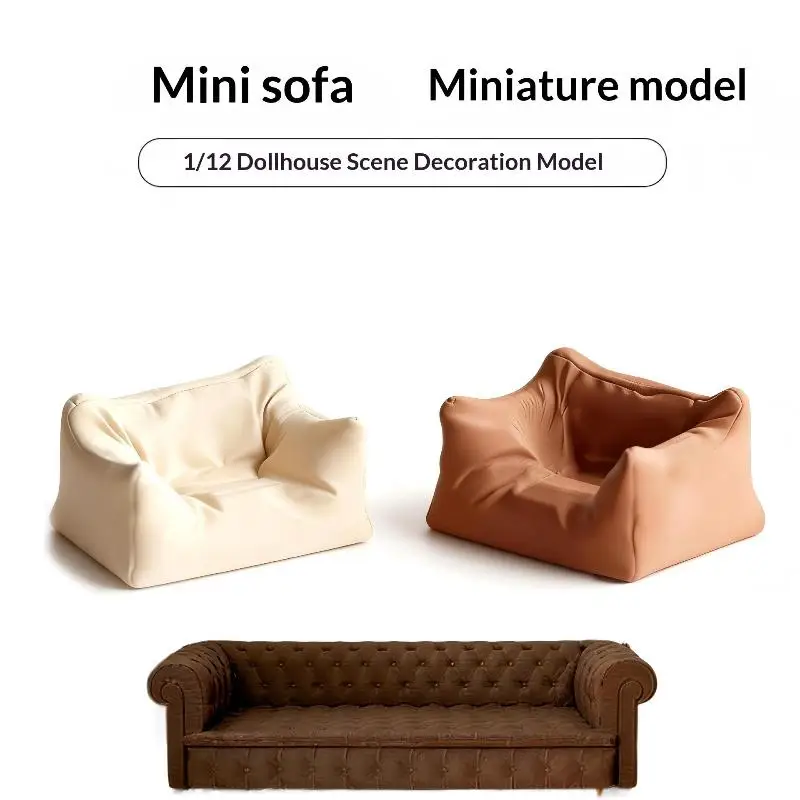 C Miniature Sofa Model 1/12 Dollhouse Furniture Lazy Sofa Ornament Dollhouse Decor Accessories Micro Scene Photography Props