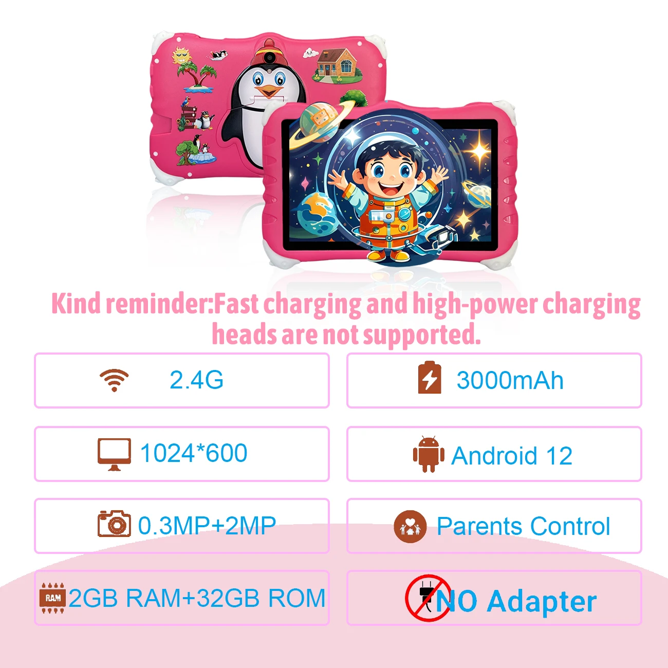 Kidsren-Tablettes pour enfants âgés de 7 pouces, logiciel dos pré-installé pour améliorer le logiciel dos de Kidsren, prend en charge le WiFi et les caméras touristiques, est un bon choix pour un cadeau