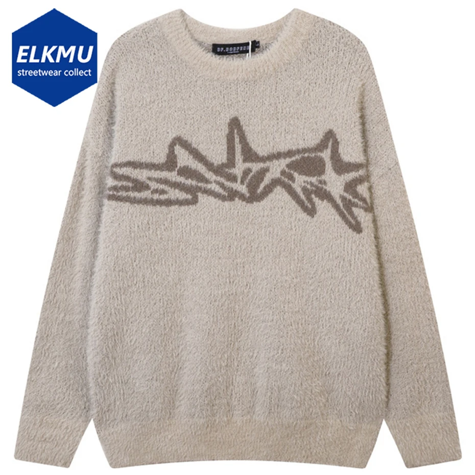 

Men Oversized Sweaters Vintage Harajuku Y2K Sweaters Knit Jumpers Streetwear Hip Hop Sweaters Knitwear