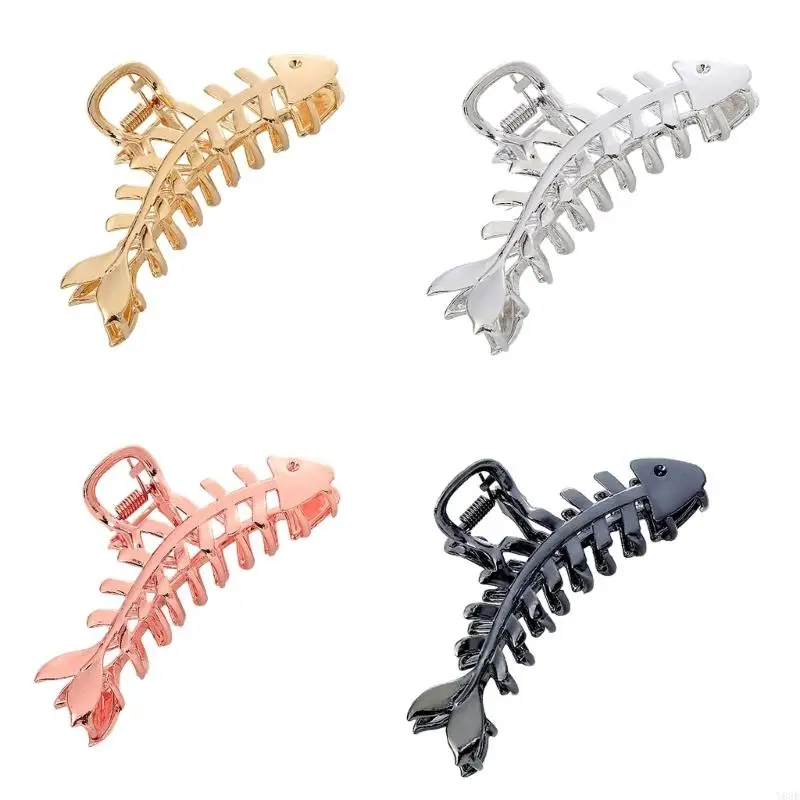 

Fashionable Hair Claw Clip Fish Bone Metal Material Comfortable Hairpin Accessory For Informal Or Formal Occasions Y08E