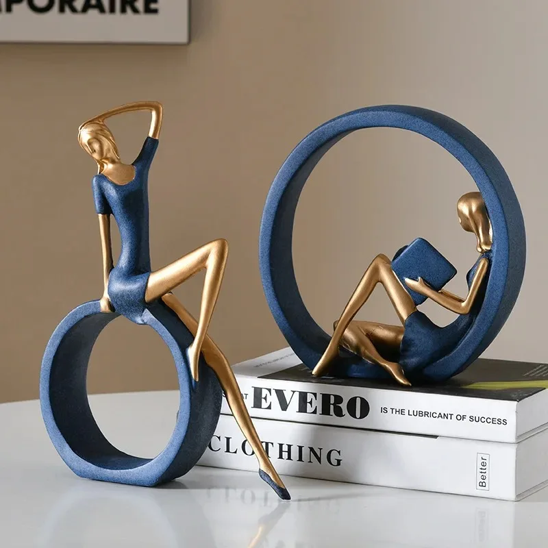 Desktop Ornaments for Girls Reading Books Simple Decorations for Living Rooms and Study Rooms Light Luxury Home Resin Ornaments