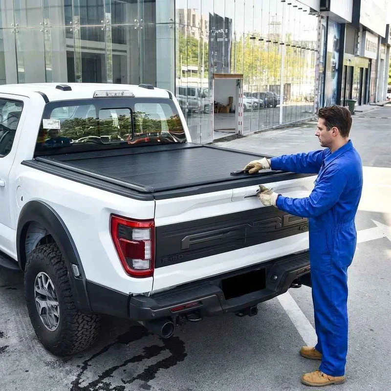 High Quality Hard Manual Retractable Roll‑Up Aluminum Alloy Tonneau Cover Waterproof Lockable for Pickup