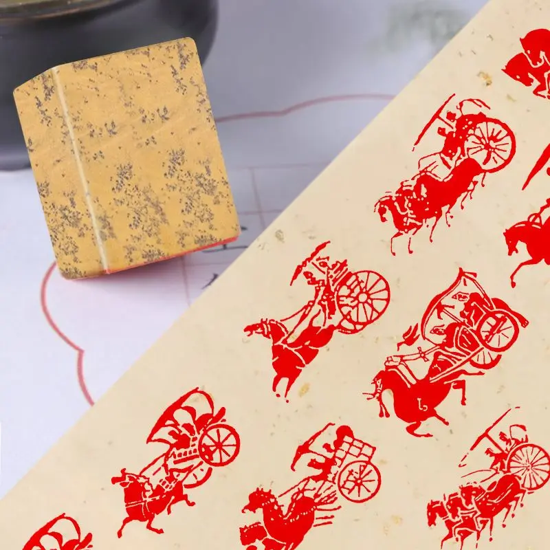 Natural Stone Finished Stamps Portable Ancient Carriage Horse Pattern Stamp Seal Chinese Calligraphy Painting Custom Name Sellos