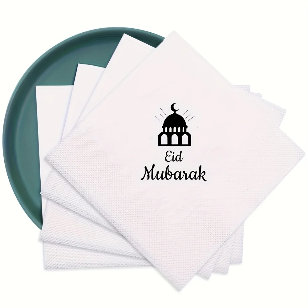 50 قطعة/الحزمة مناديل عيد مبارك/رمضان، لوازم تزيين عطلة رمضان، مناديل تزيين عطلة عيد الفطر الإسلامية #5