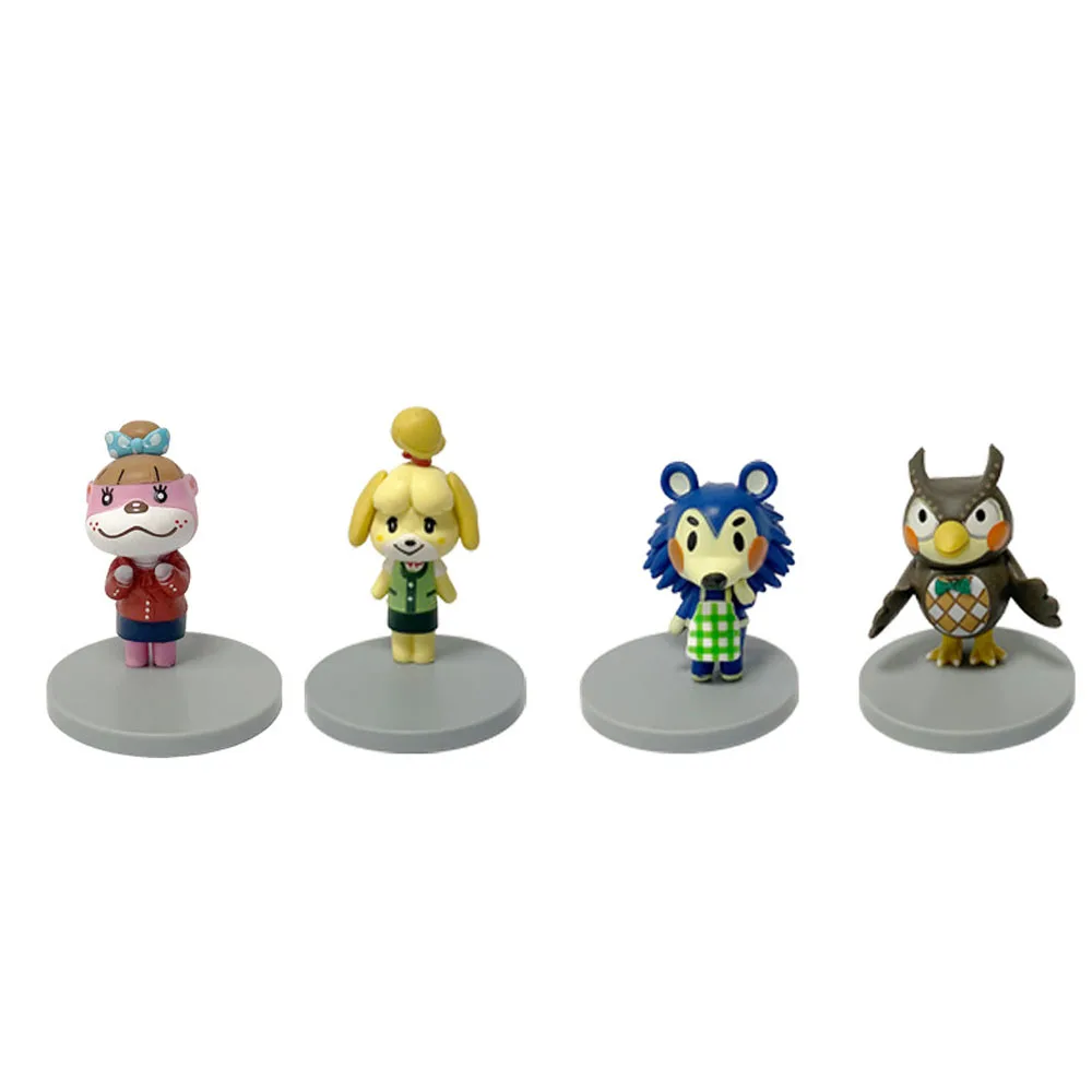 Personagens de cruzamento de animais PVC Action Figure, Brinquedos, Retrato, Isabelle, Tom, Nook, Lisa, Modelo de coleção, Bonecas para Presente, 4 peças
