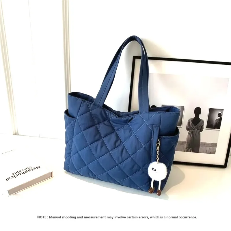 Cotton bag Rhombus large capacity women's hand-held tote bag commuter shopping versatile shoulder bag cross-border