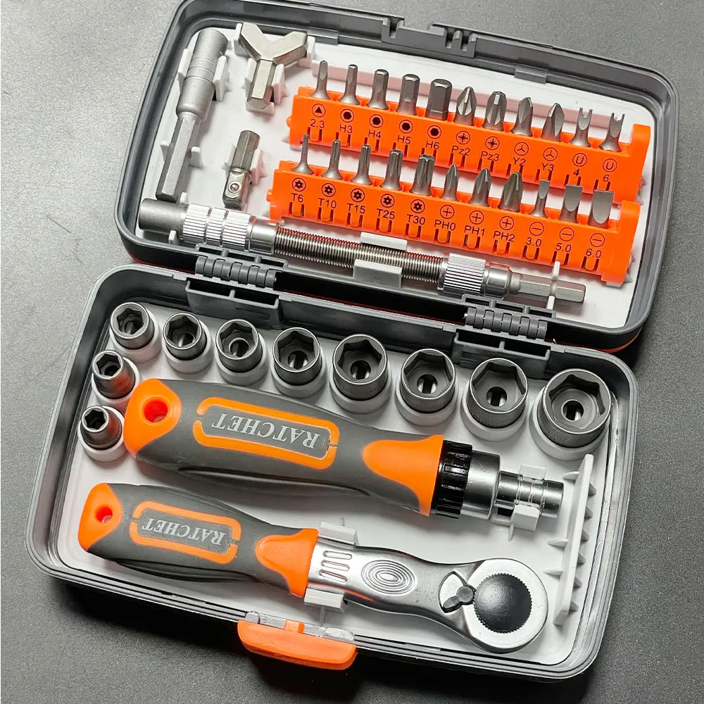 38Pcs Ratchet Screwdriver Set Magnetic Household Combination Toolbox Hardware Kit with Torx Screwdrivers And Bits for DIY Repair