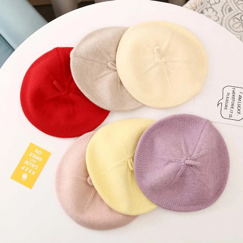 

New Korean Baby Hat Berets For Girls Vintage Autumn Winter Knitted Cap Kids Infant Girl Bonnets Beret Hats Accessories