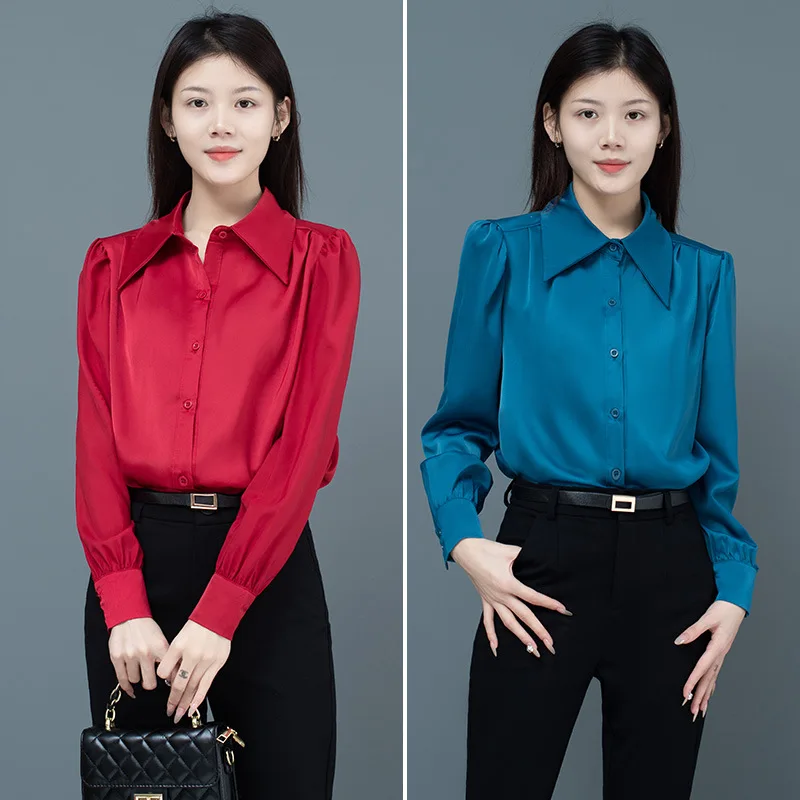 

Женские свободные длинные све irt весна лето осень новый Sle повседневный воротник из полиэстера и шелка стандартного кроя