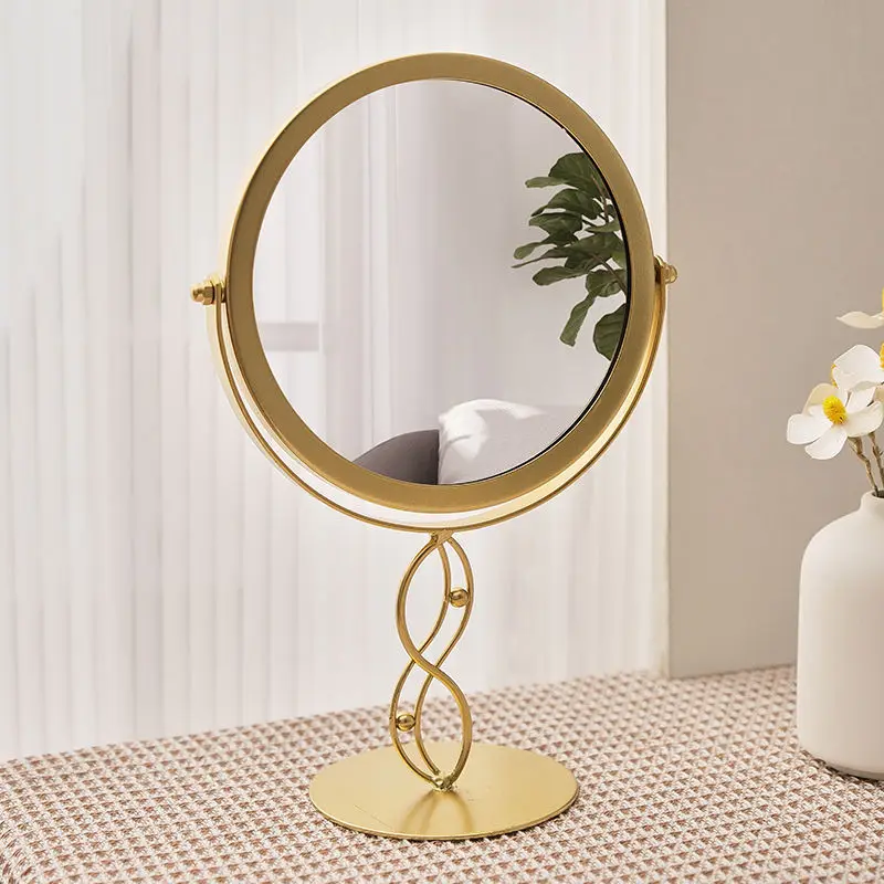 

360° Rotation Desktop Makeup Mirror Household Bedroom Vanity Mirror Iron Frame Single Sided Cosmetic Mirrors Gold Black White