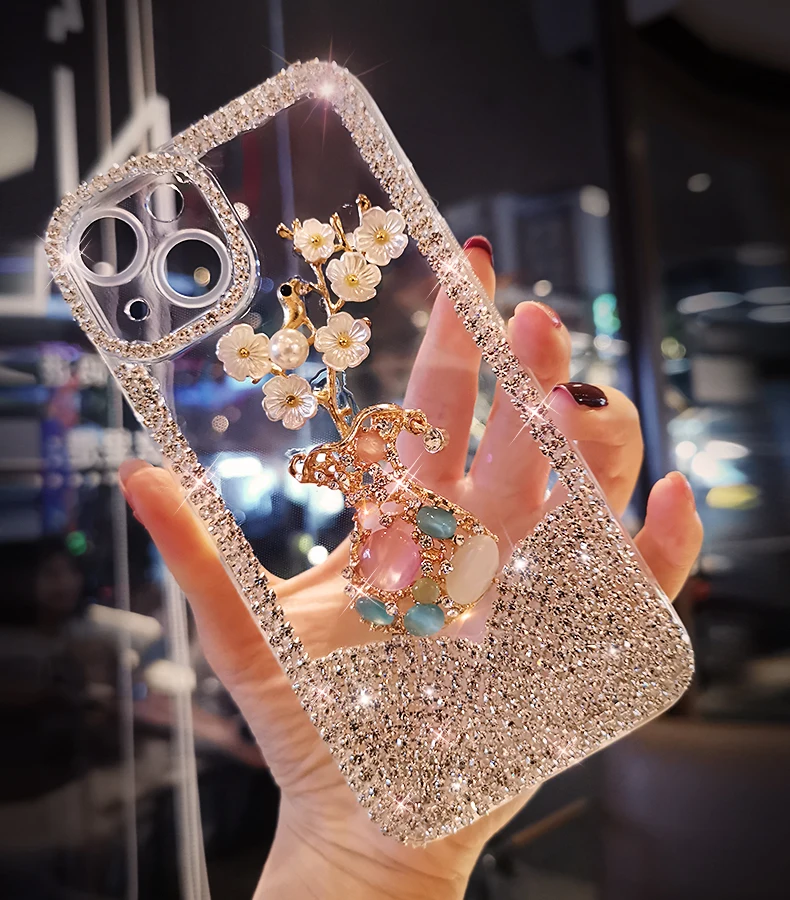 Crystal Phone Case Cover for Samsung, Luxury Color Diamond Bling, Claw Chain Jewelry, S24, S20, S21, FE, S22, S23PLUS, Note 20