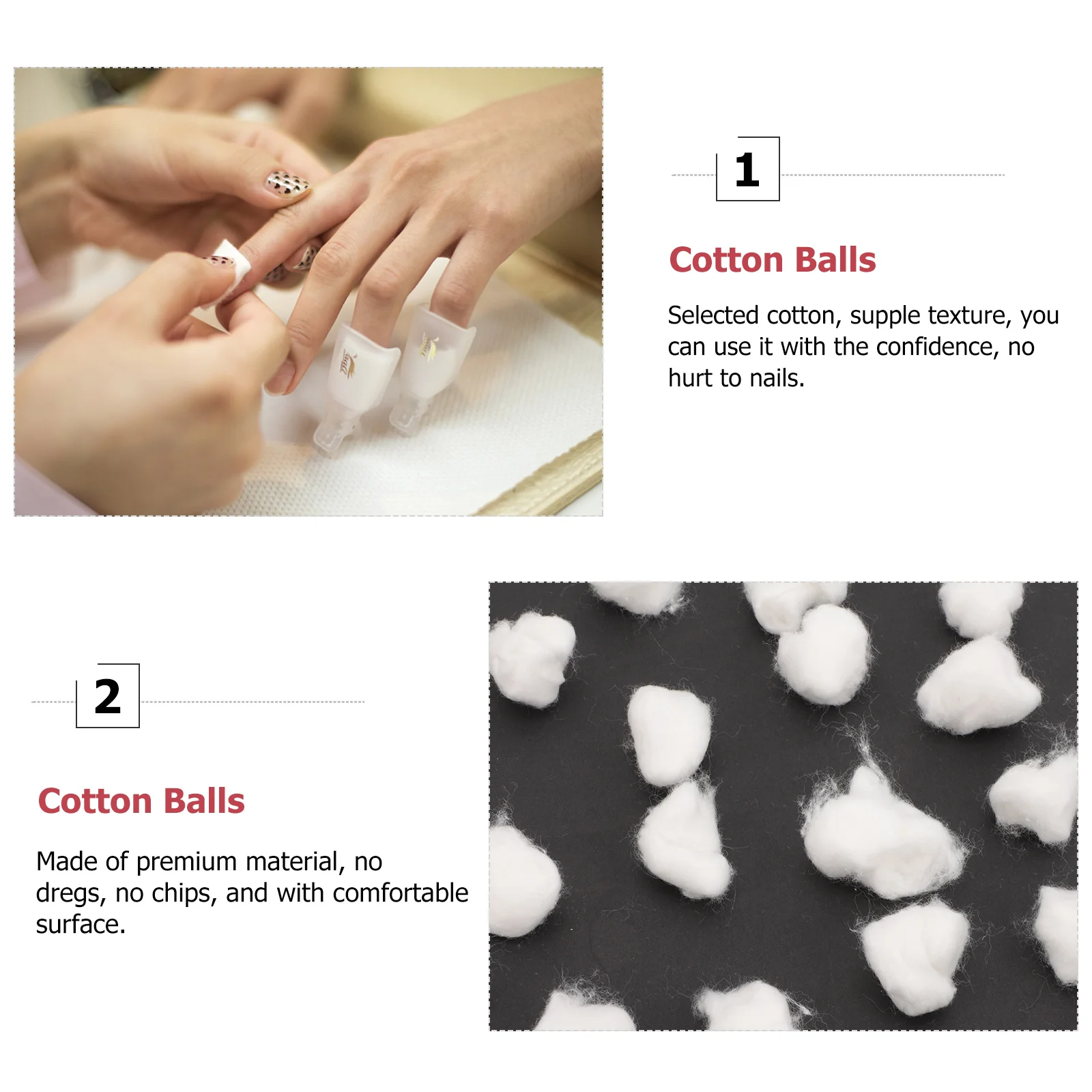300 قطعة من كرات الأظافر الممتازة لإزالة الجل من القطن الماص لمزيل طلاء الأظافر بدون بقايا #6