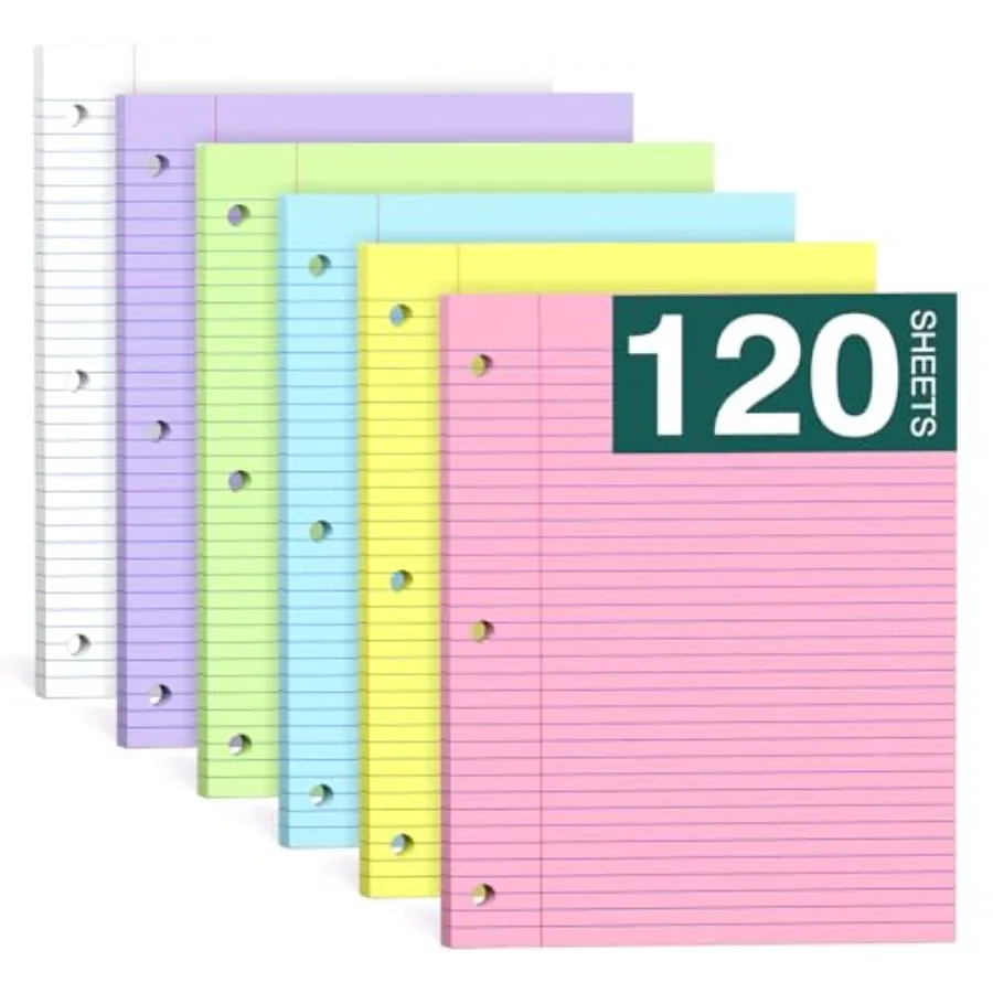

Note Pads 8 X 10.5 Loose Leaf Paper, 120Sheets, 3 Hole Punched Lined Paper, College Ruled 8 X 10.5 Notebooks, 10-1/2" X 8 Binde