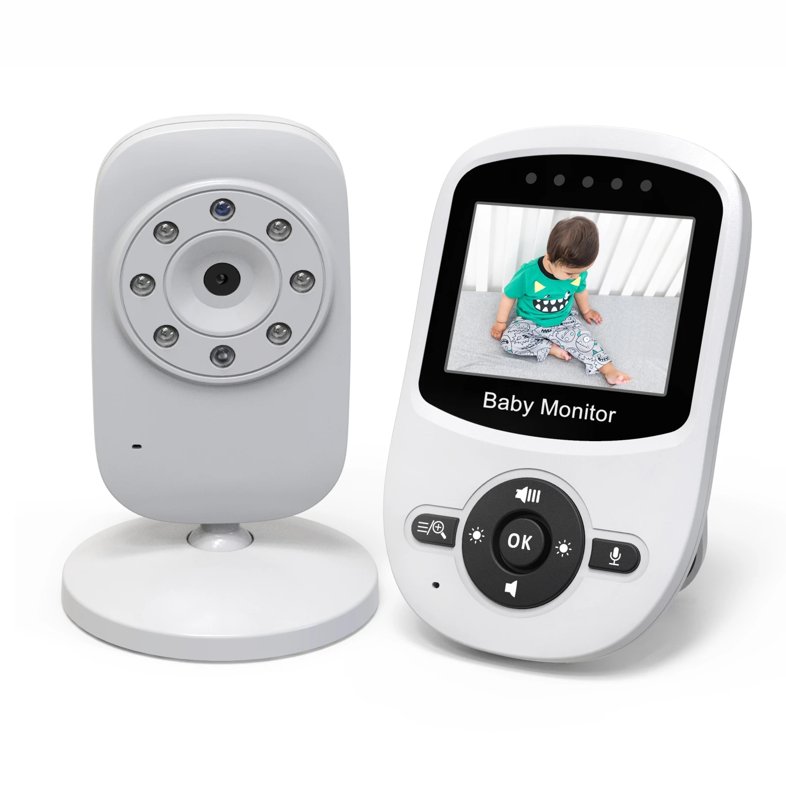 Babystar 2.4 Inch Wireless Video Baby Monitor ，No WiFi No App Safety Baby Monitor, 8 Languages, Auto Night Vision, 900ft inch