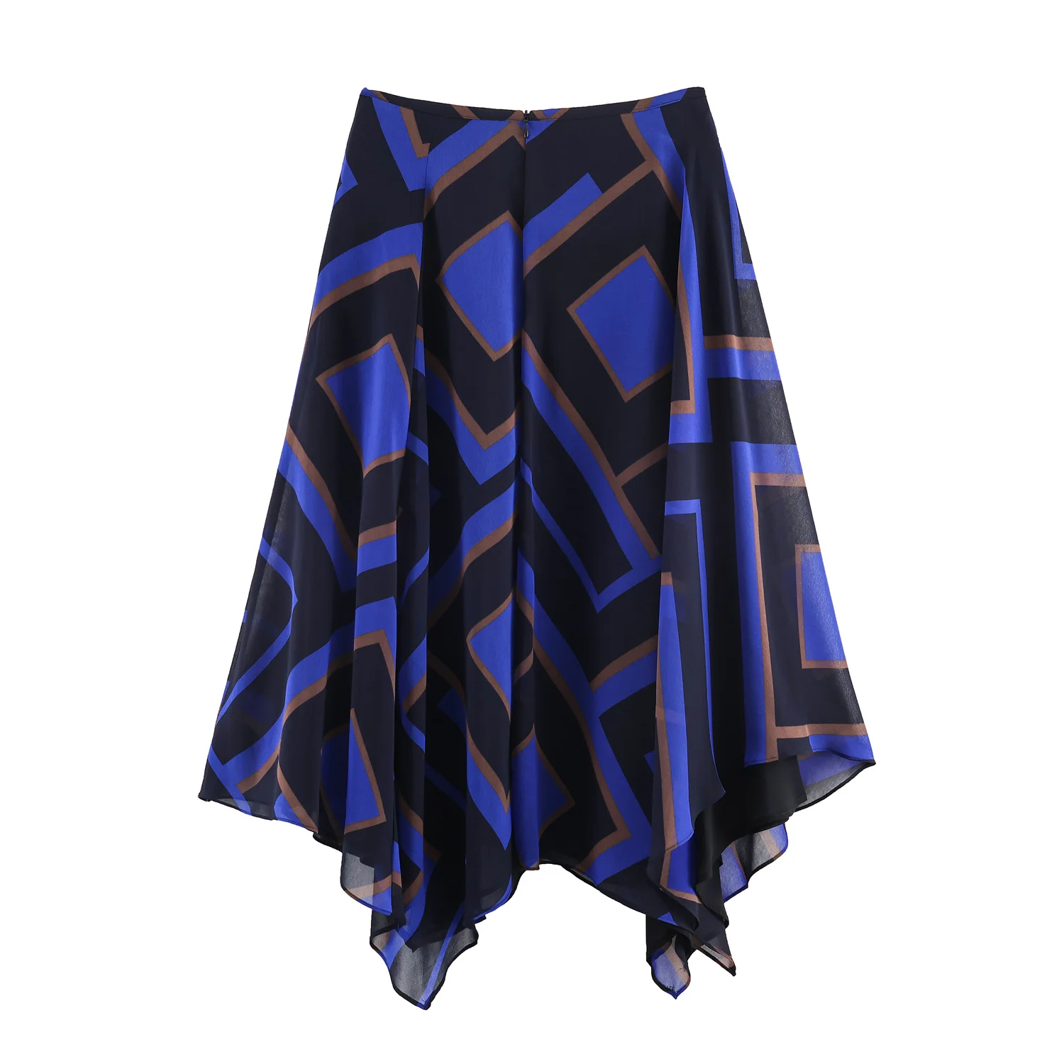 Asymmetric Commuter Style Printed Midi Skirt Women's High Waist A-Line Skirt Standard Version Winter Collection China Made Po...