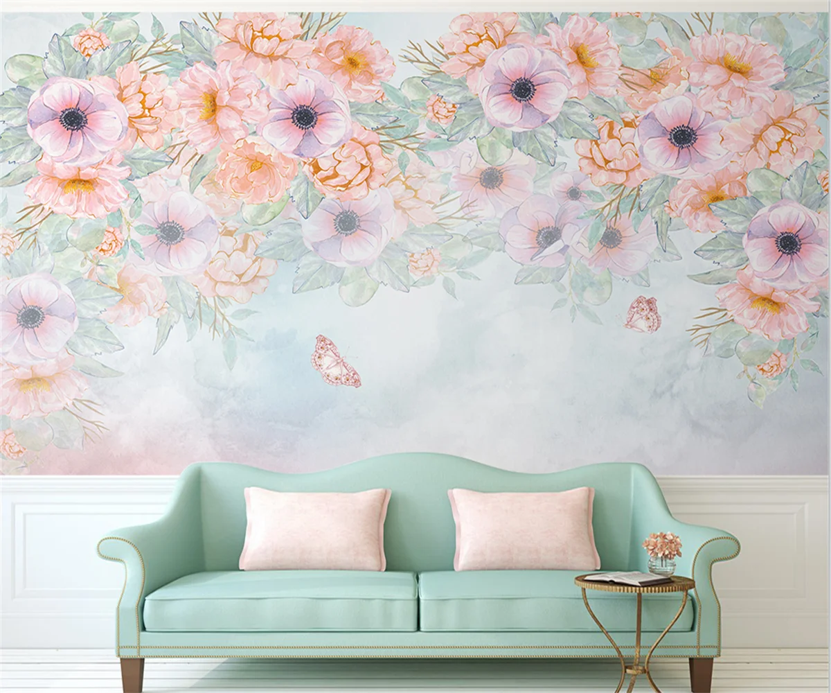 beibehang 2025 new modern personality wallpaper simple hand painted oil painting floral European background wall papel de parede