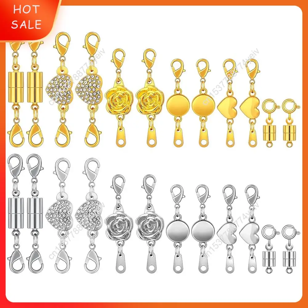 24 قطعة المشابك والإغلاق قلادة مغناطيسية ارتفع جولة أسطواني مجوهرات مشبك مغناطيسي موصل قفل للقلائد A62X