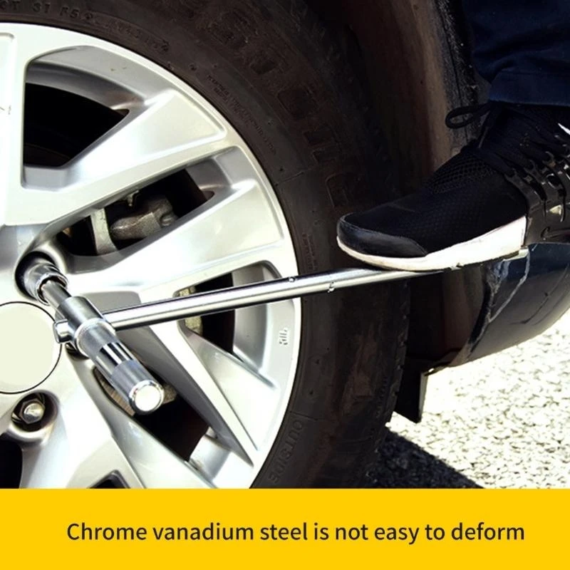 

Extended Lug Wrench Tire Iron Lug Wrench 4 Way Wheel Nut Wrench Set with Storage D2RD
