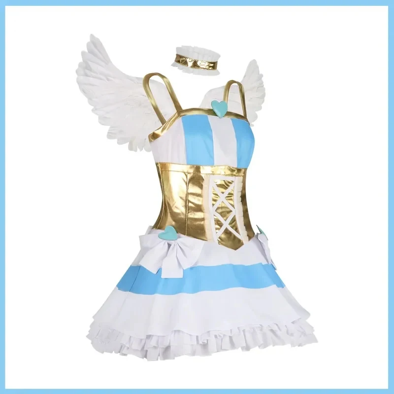 5;e,8\v,5/Anime Panty with Garterbelt Stocking Anarchy Cosplay Costume Combat Uniform Dress Wing Wig Woman f,5'h\8/m'
