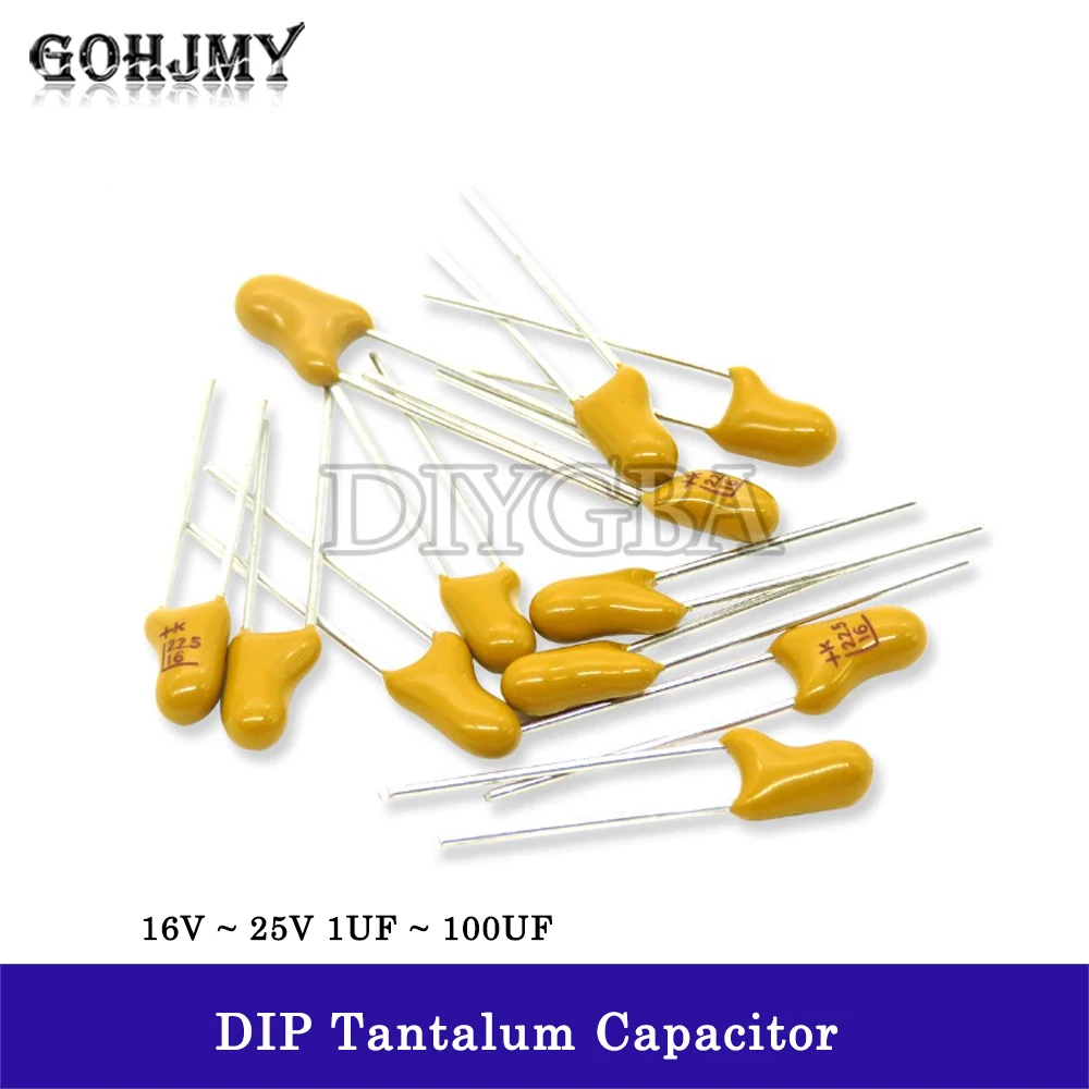 5PCS/lot Tantalum Capacitor DIP 16V 20V 25V 35V 50V 0.1UF 0.22UF 0.33UF 0.47UF 100UF 220UF 1UF 2.2UF 4.7UF 10UF 15UF 22UF 47UF