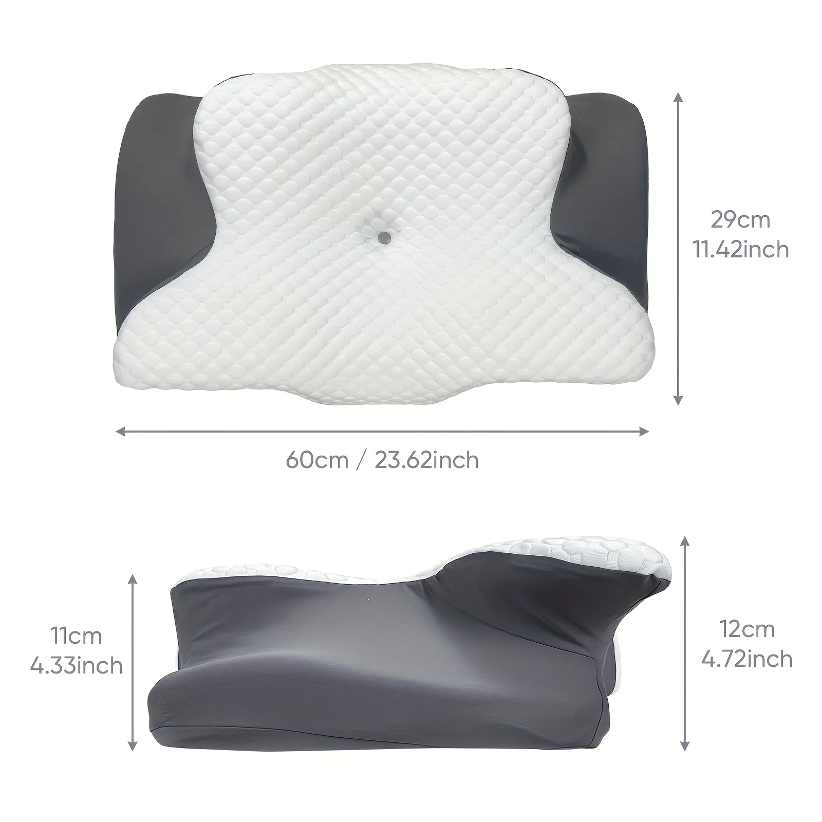 1pc Cervical Pillow Ergonomic Memory Foam Neck Pillow Neck Pain Relief Comes for Support Back Side Sleepers Gift Beding Grey