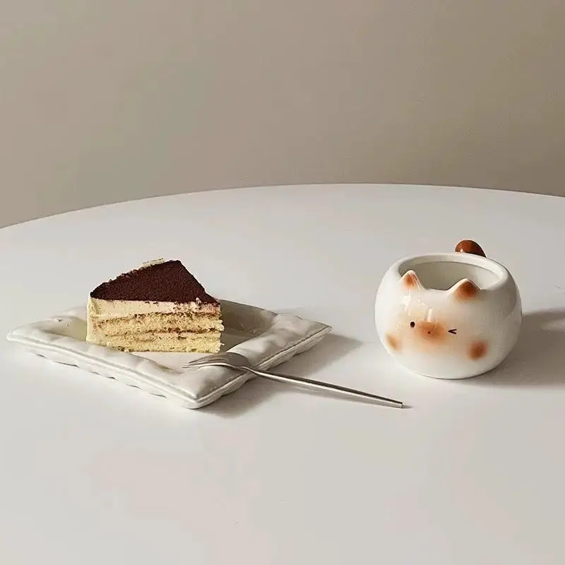 1 قطع السيراميك القدح الكرتون سيامي القط فنجان القهوة تحت الصقيل الملونة القط كوب ماء الإفطار كوب حليب أدوات المائدة في الهواء الطلق