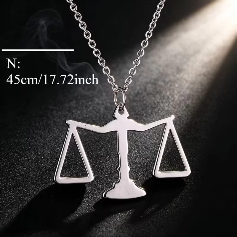 Gothic Fashion Scale of Justice Pendant Lawyer Necklace Stainless Steel Jewelry Charm Dainty Libra Scale Gift for Male Female