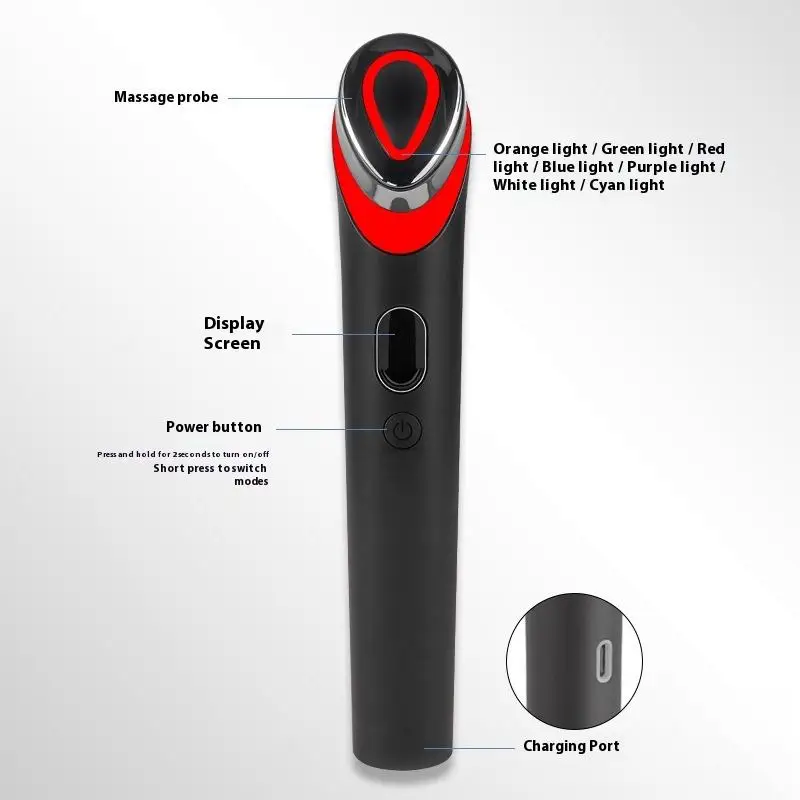 7가지 색상 마이크로커런트 아이 리프트 타이트닝 진동 마사지기 뷰티 디바이스