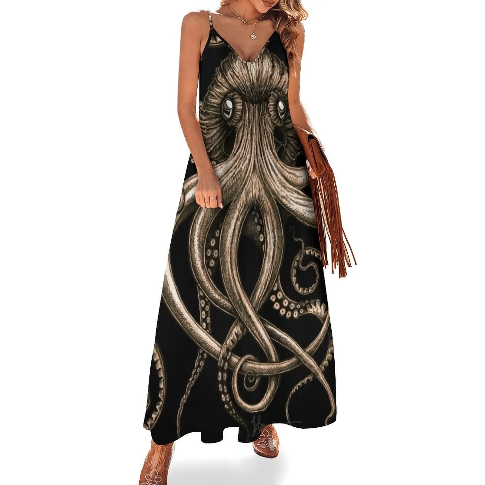 

Bronze Kraken Sleeveless Long Dress party dress women elegant luxury dresses for special events prom dress 2025