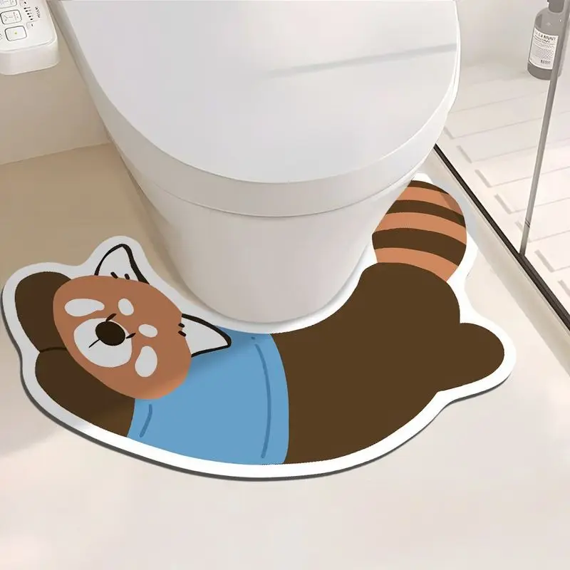 VIKAMA Cute Little Panda U-Shaped Toilet Seat Cover, Non-Slip Bathroom Mat, Toilet and Bathroom Decorative Mat, Home Decor