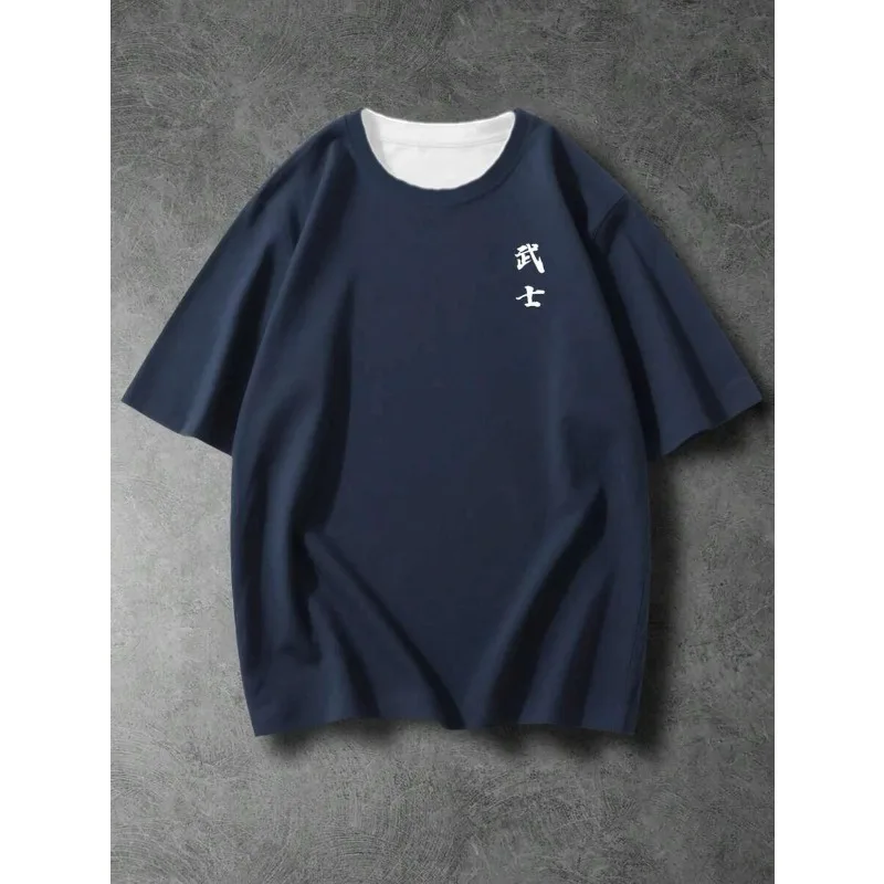 2026 Горячие японские футболки с изображением самурая для мужчин, свободные топы большого размера в японском стиле с принтом на спине, футболка Bushido, мужская футболка в подарок