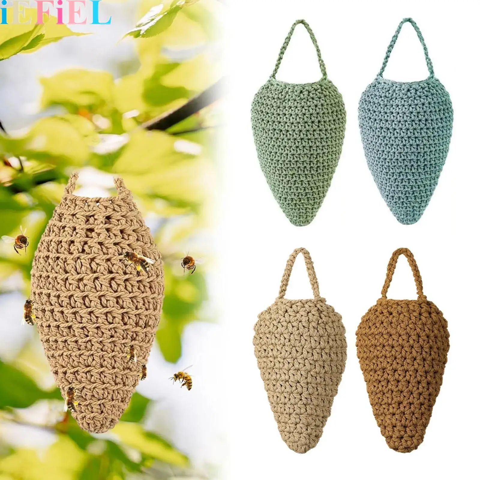 Crochet Wasp Nest Decoy Fake Hornet Nest With Hook Wasp Deterrents Decoy Faux Hornets Hanging Wasp Nest Decoy For Housewarming