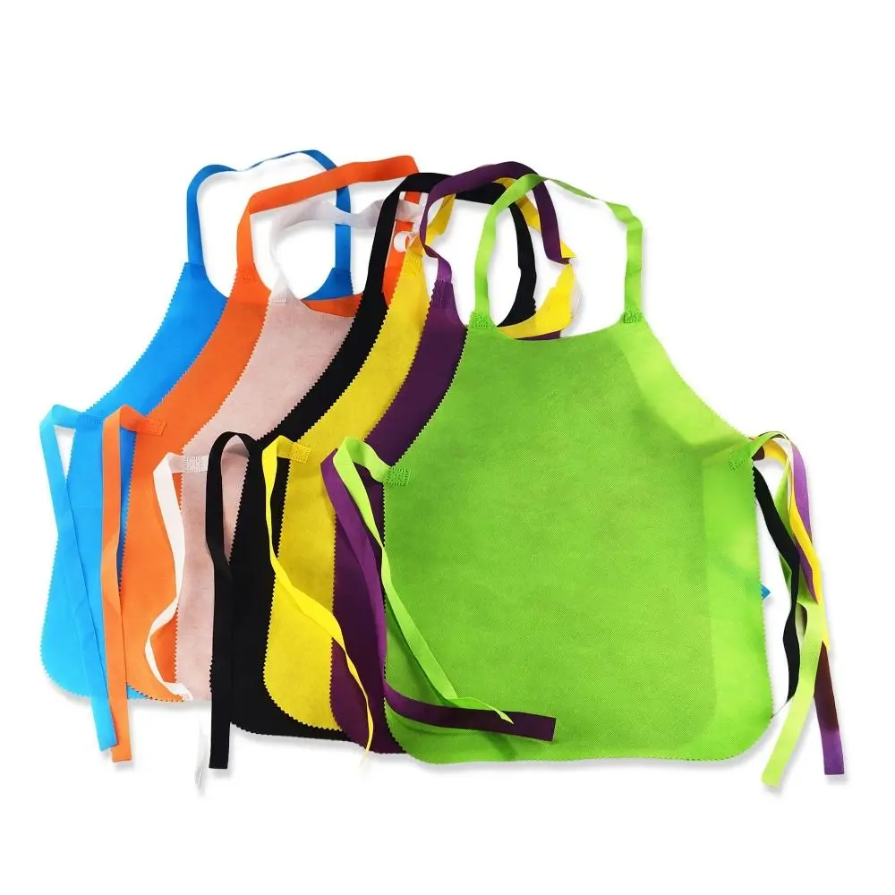 

10Pcs Non Woven Disposable Aprons Anti-fouling Household Cleaning Disposable Bib Solid Color Restaurant Barbecue Apron