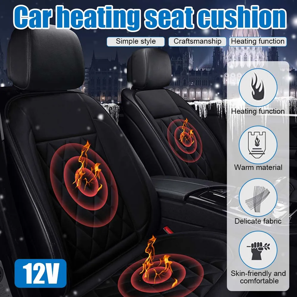 Double Seat Universal Car Heated Seat Cushion 12V24V Winter Electric Heating Pad Auto Seat Warmer For Office Car trucks RVs