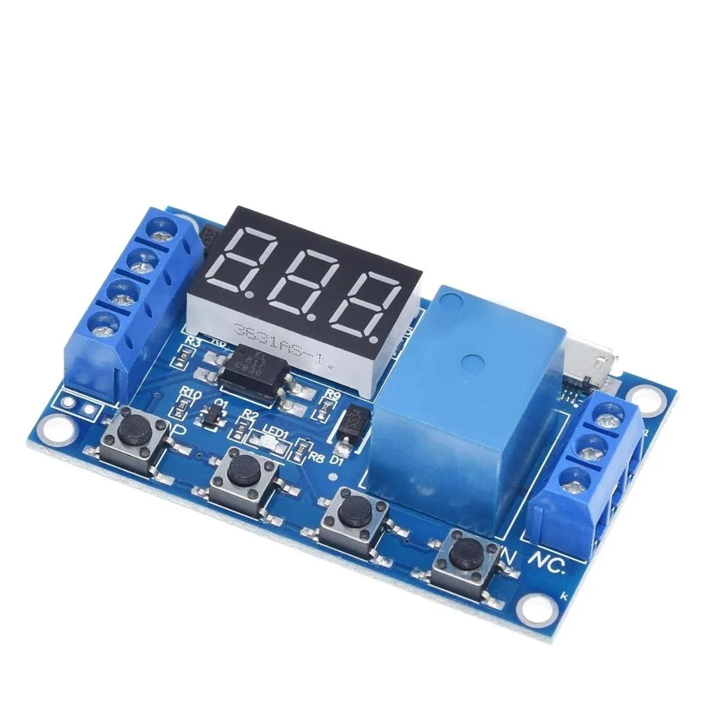 4 Piece DC 6V-30V Timer Relay Module with Cycle Delay Timer Switch Function and Automatic Parameter Save on Power Down