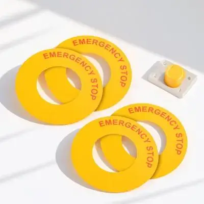 

4Pcs Emergency Stop Label Stickers Strong Adhesion Easy Peel Stick Industrial Machinery Stop Sign Safety Warning