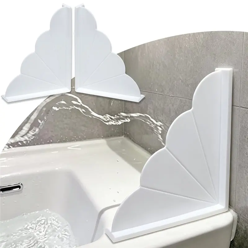 CHCH No-Adhesive Silicone Shower Splash Guard Reusable Corner Water Blocker With Strong Suction Cups For Bathtub & Bathroom